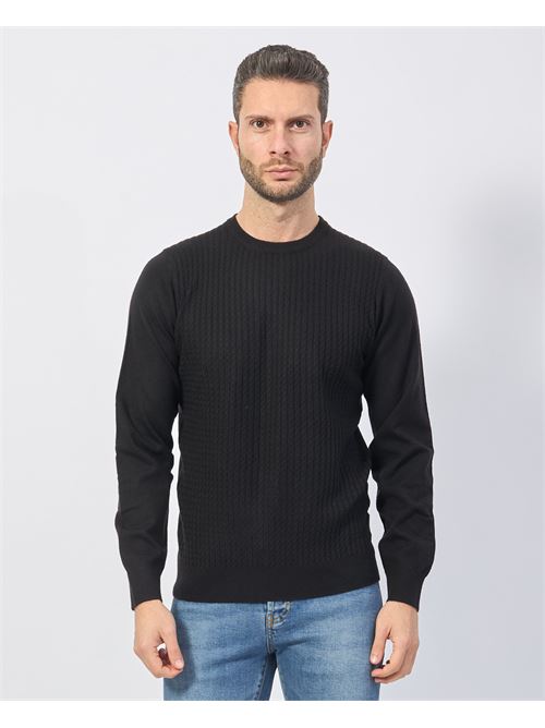 Yes Zee Black Crewneck Wool Blend Sweater YES ZEE | M840-ZS000801